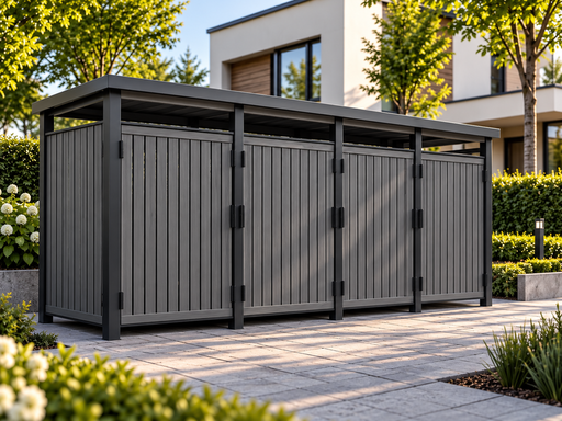 1,3 × 5 m Holz-Mülltonnenunterstand mit Pultdach und Türen - garden gazebo pergola