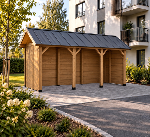 2 × 5 m Holz-Mülltonnenunterstand für Wohngebäude mit Metalldach - garden gazebo pergola