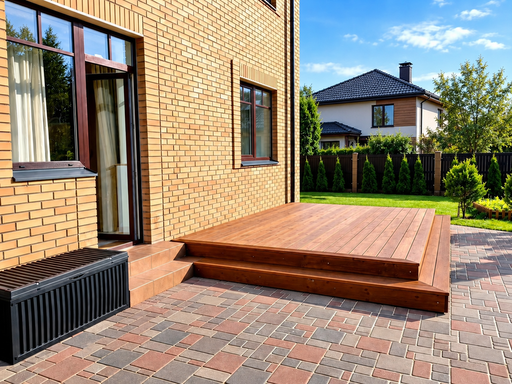 4 x 5 m natürliche Holzterrasse mit umlaufender Stufe - garden gazebo pergola