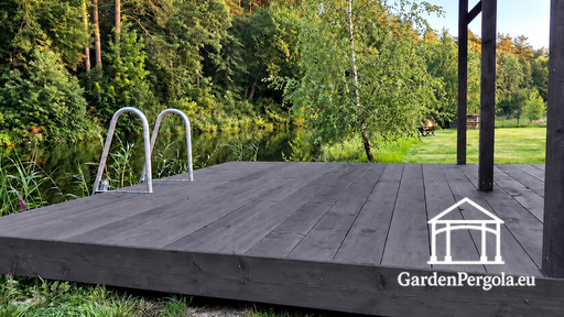 3 x 5 m Holzterrasse für Schwimmbereich - garden gazebo pergola