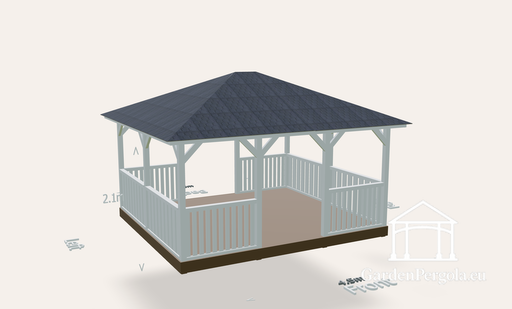 4x4,5 m Weißer Holz-Gartenpavillon mit Vorder- und Hintereingängen